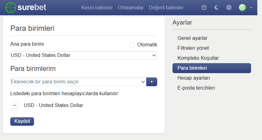 Dövizler listesi