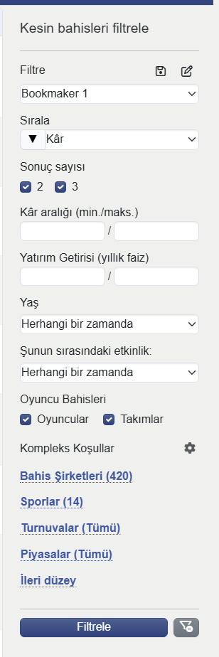 SureBets Filter