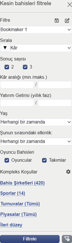 Mobile Surebets Filter