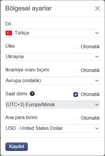 Bölgesel Ayarlar